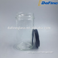 Hight quality clear empty food glass jars wholesale/glass jar with deep twist cap/metal lids